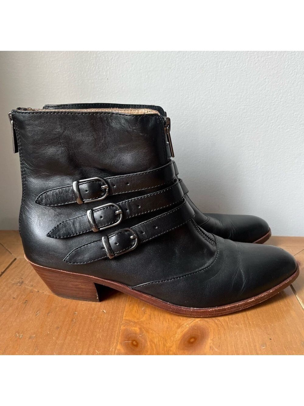 Modern Vice Women’s Leather Jasper Black Buckle Ankle Boot Bootie